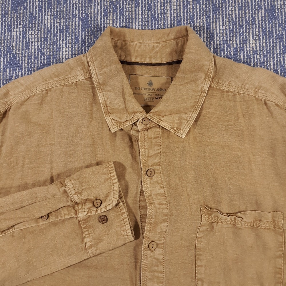 The Territory Ahead Shirt Mens 2XL Tall Linen Blend Outdoor Travel Button Up